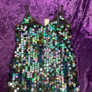 Black spaghetti strapped sequins dress